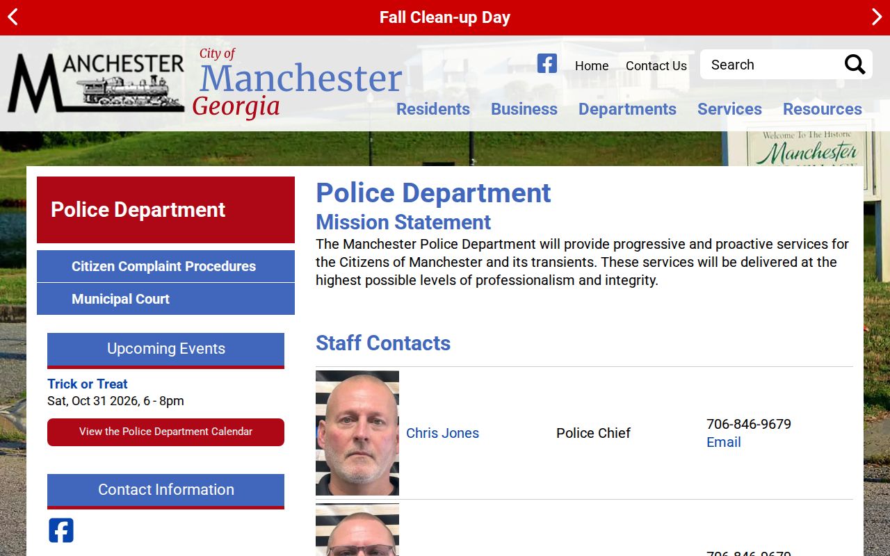 Manchester Meriwether County police warrant contact page
